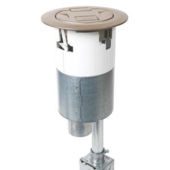 4ATCP2RBS Evolution 4AT Dual Service Pre-Wired Recessed Poke-Through Assembly With Surface Style Cover, 4 in Hole, 2 Gangs, 5-1/2 in Cover, 24.5 cu-in Capacity, Plastic/Steel