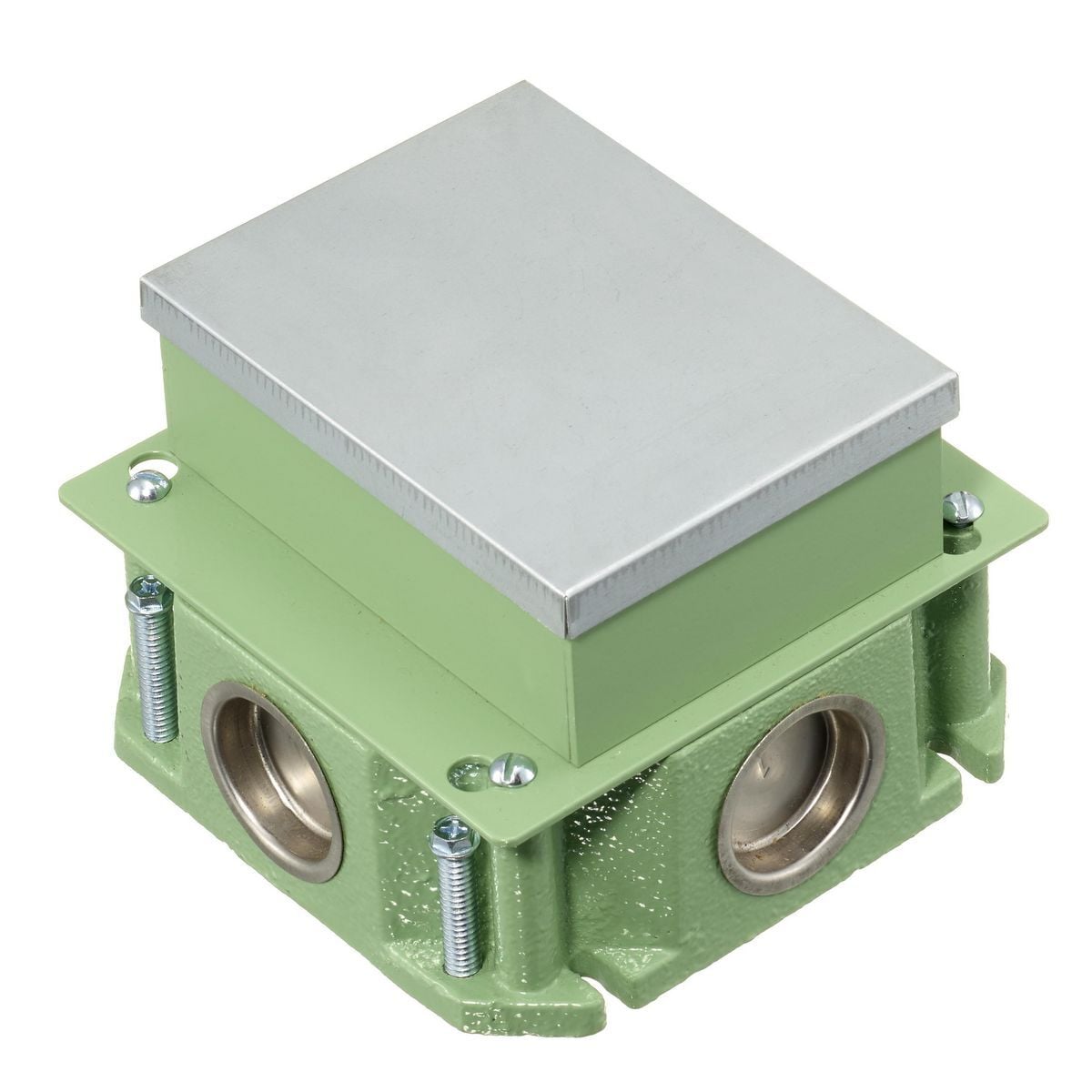 FB4133 Concrete Flush Floor Box, Cast Iron/Stamped Steel/PVC, 33 cu-in Capacity, 1 Gangs, (4) Knockouts, 3.42 in H x 4.85 in W x 4.85 in L