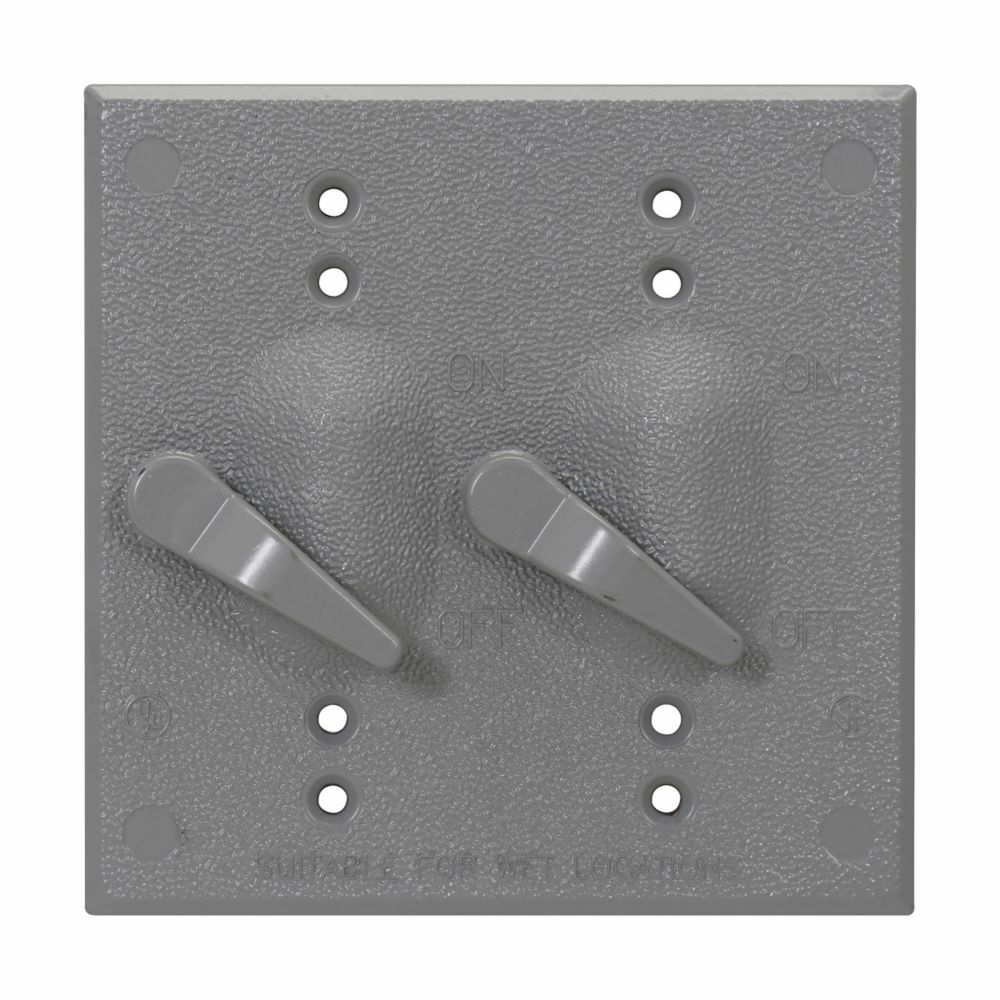 TP7268 Weatherproof Toggle Switch Outlet Cover, 4-5/8 in L x 4.562 in W, Stamped Aluminum