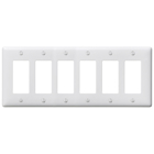 Hubbell Wiring Device Kellems, Wallplates and Box Covers, Wallplate,Nylon, 6-Gang, 6) Decorator, White