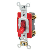 1221-PLR Illuminated ON Self-Grounding AC Quiet Toggle Switch, 120 V AC, 20 A, 1 hp Power Rating