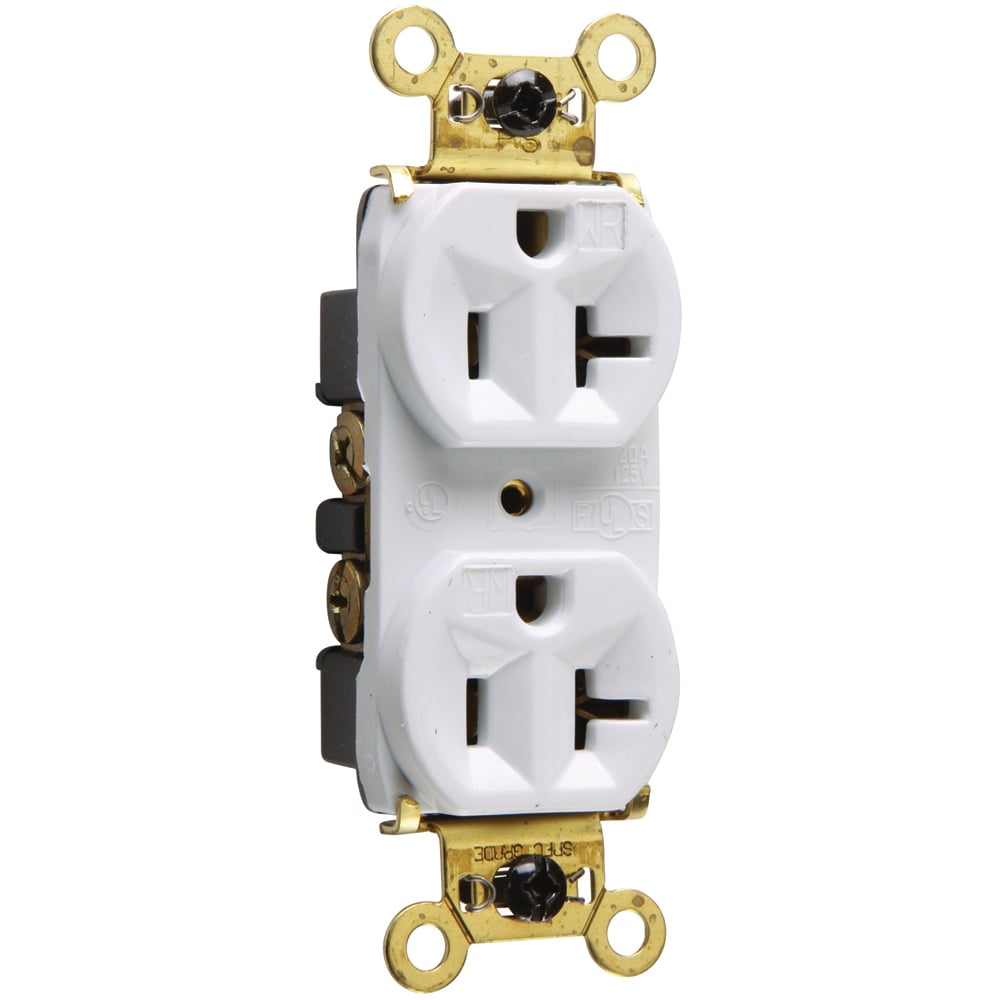 WR5362W  Heavy Duty Spec Grade Receptacle, Back and Side Wire, 20 Amp, 125V, White