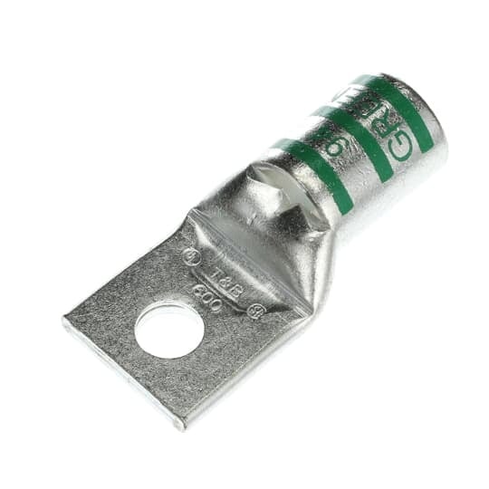 54120 Color-Keyed 54100 1-Hole Non-Insulated Compression Lug With Peep Hole, 600 kcmil Copper Conductor, Die Code: 94, 5/8 in Stud, Copper