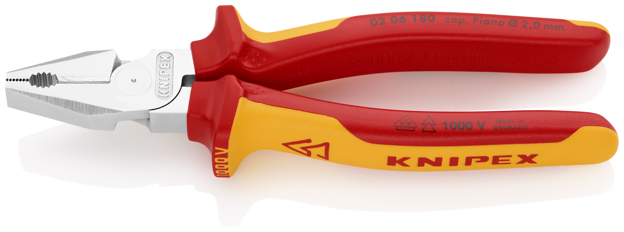High Leverage Combination Pliers-1000V Insulated, 7 1/4 in., Multi-Component, VDE