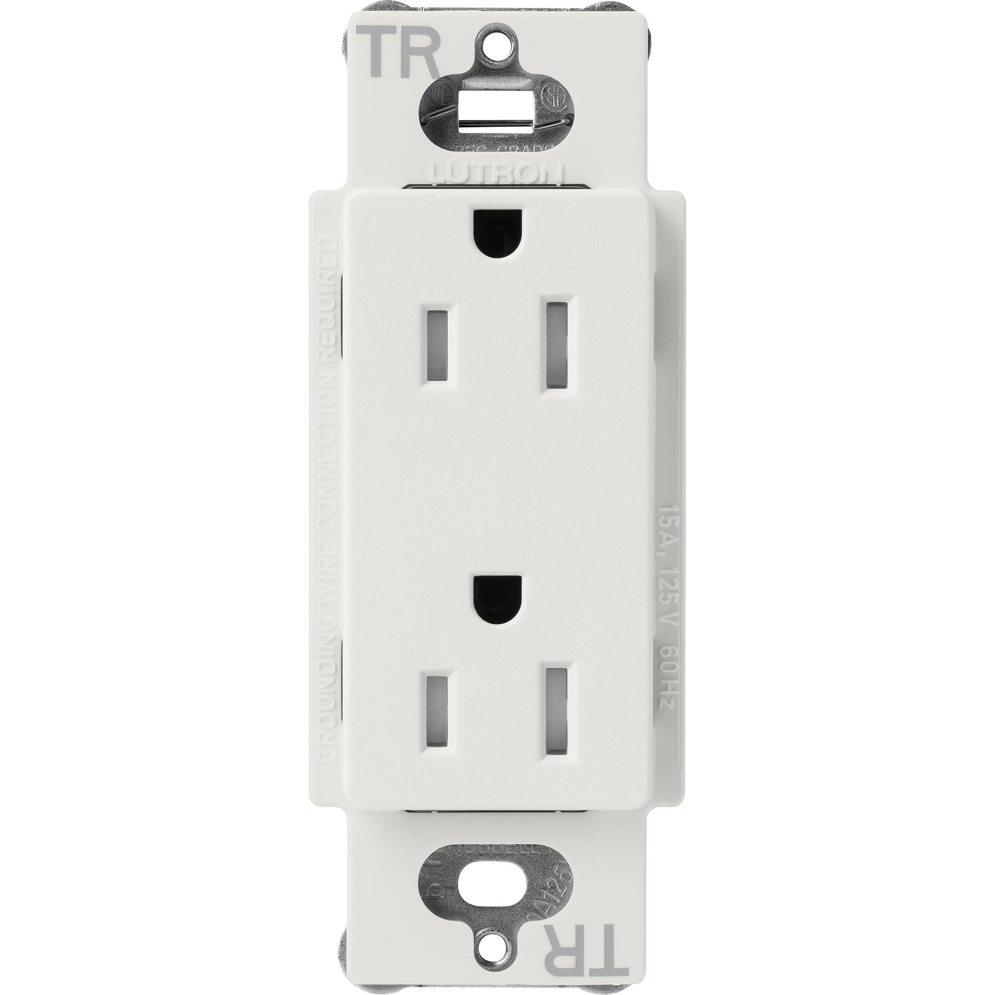 SCRS-15-TR-LG Claro Tamper-Resistant Duplex Receptacle, Decorator-Style Outlet, 15 Amp, Satin, Lunar Gray