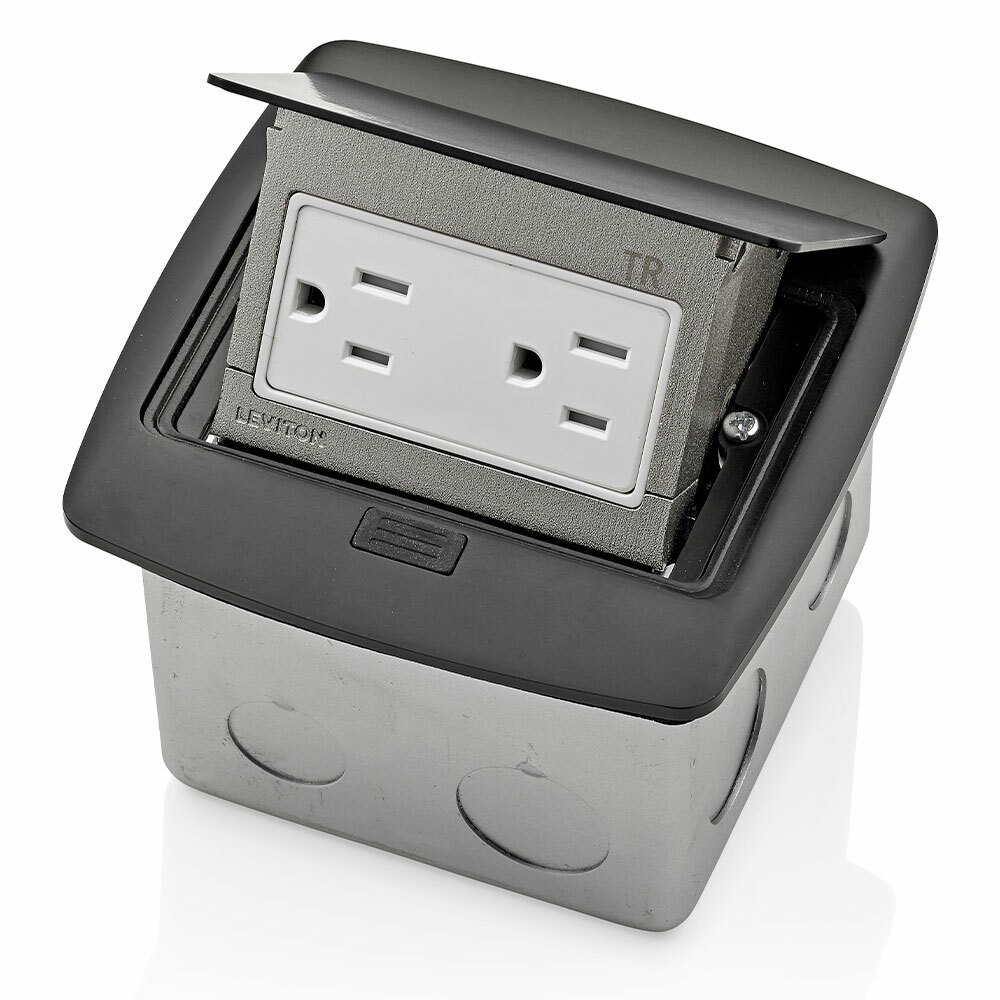 PFTR1-MB Pop-Up Floor Box With 125 VAC, 15 A Duplex Receptacle, Steel