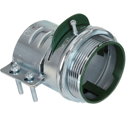 Connector, Adjustable Endstop, MC Feeder Cable, Two Screw, Steel, Larger Cable Range