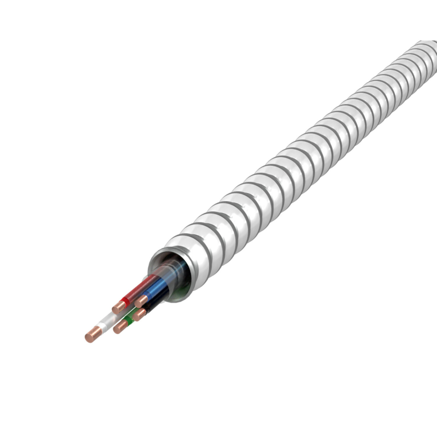 2916-60-00 Type MC Neutral Per Phase Cable With Grounding and Neutral Conductor, Reel Packaging, 600 V AC, (4) 12 AWG Solid Copper Conductor, 1000 ft L