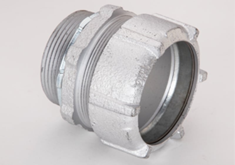 3006 Bridgeport Concrete Tight Compression Connector, 2-1/2 in Trade, For Use With Rigid/IMC Conduit, Malleable Iron, Zinc Plated