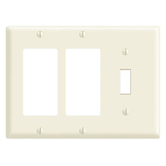 80431-T Decora Standard Size Combination Wall Plate, 3 Gangs, 6.38 in W x 4.5 in H, Thermoset, Light Almond