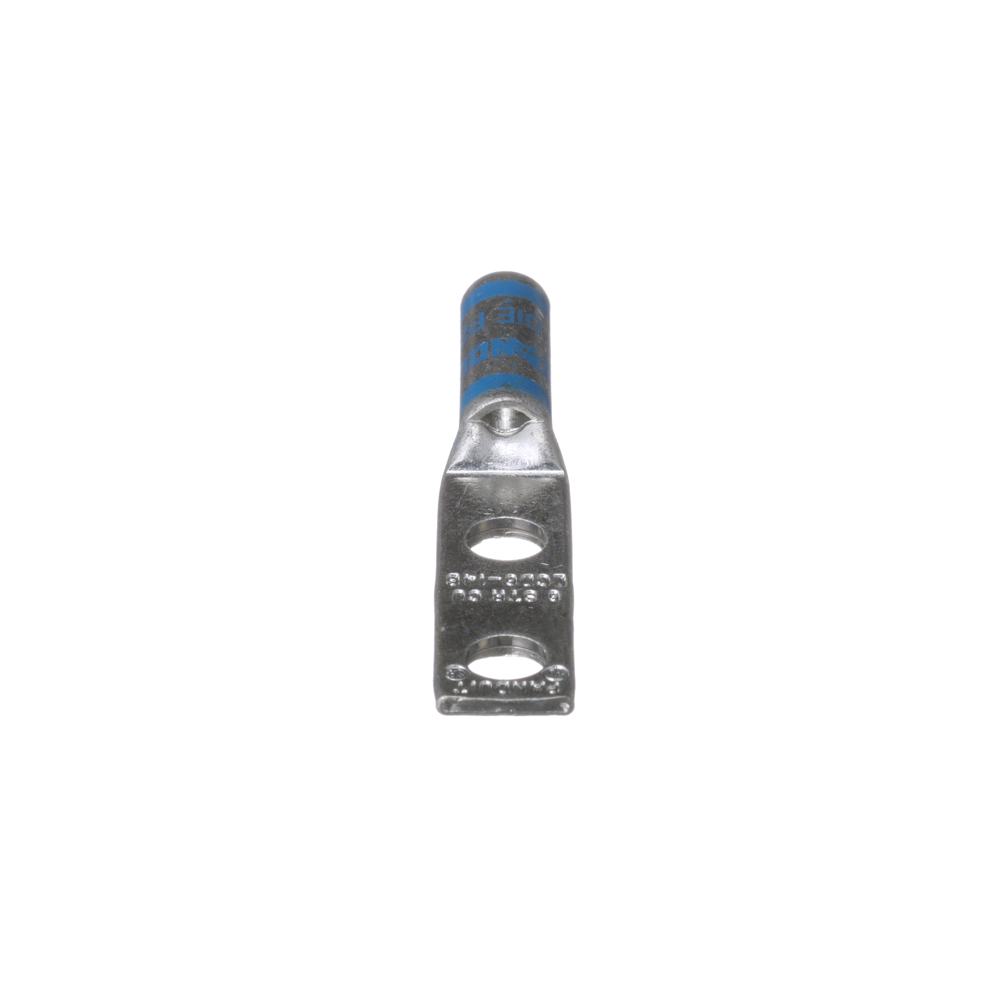 LCD6-14B-L Pan-Lug 2-Hole Compression Lug, 6 AWG Stranded Copper Conductor, Die Code: P24, 42.826 in Stud, Copper