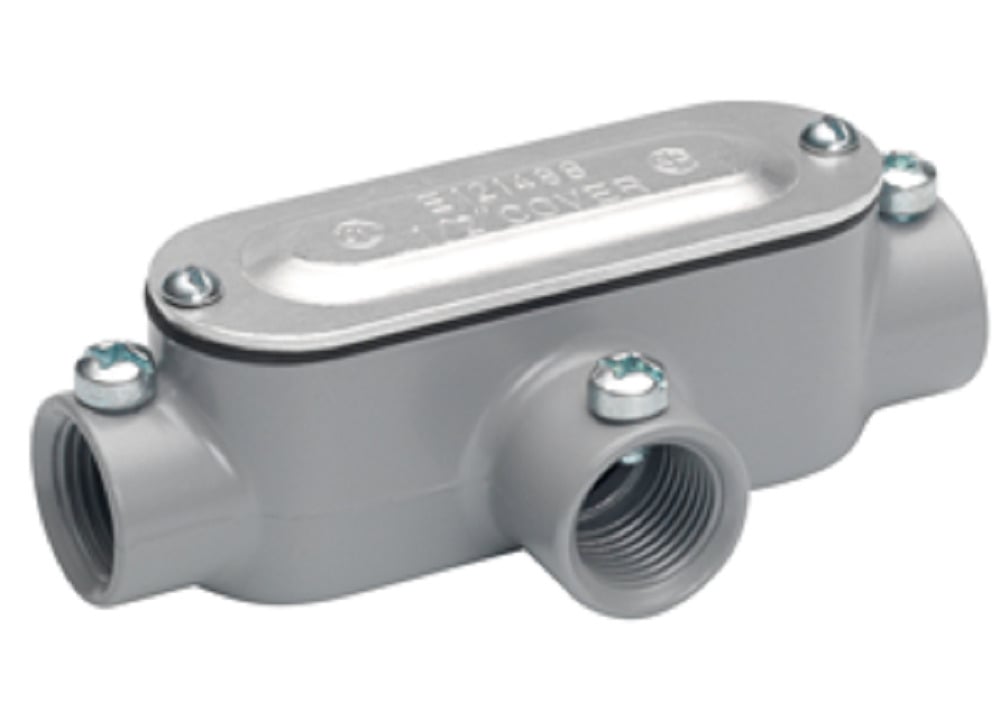T-41CGC Bridgeport 5 Series Type T Combination Conduit Body With Cover and Gasket, 1/2 in Hub, 85, 4.25 cu-in, Aluminum, Enamel Coated