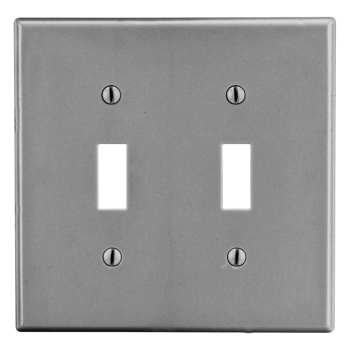 P2GY Non-Metallic Standard Wall Plate, 2 Gangs, 4.69 in W x 4.63 in H, Polycarbonate Thermoplastic, Gray
