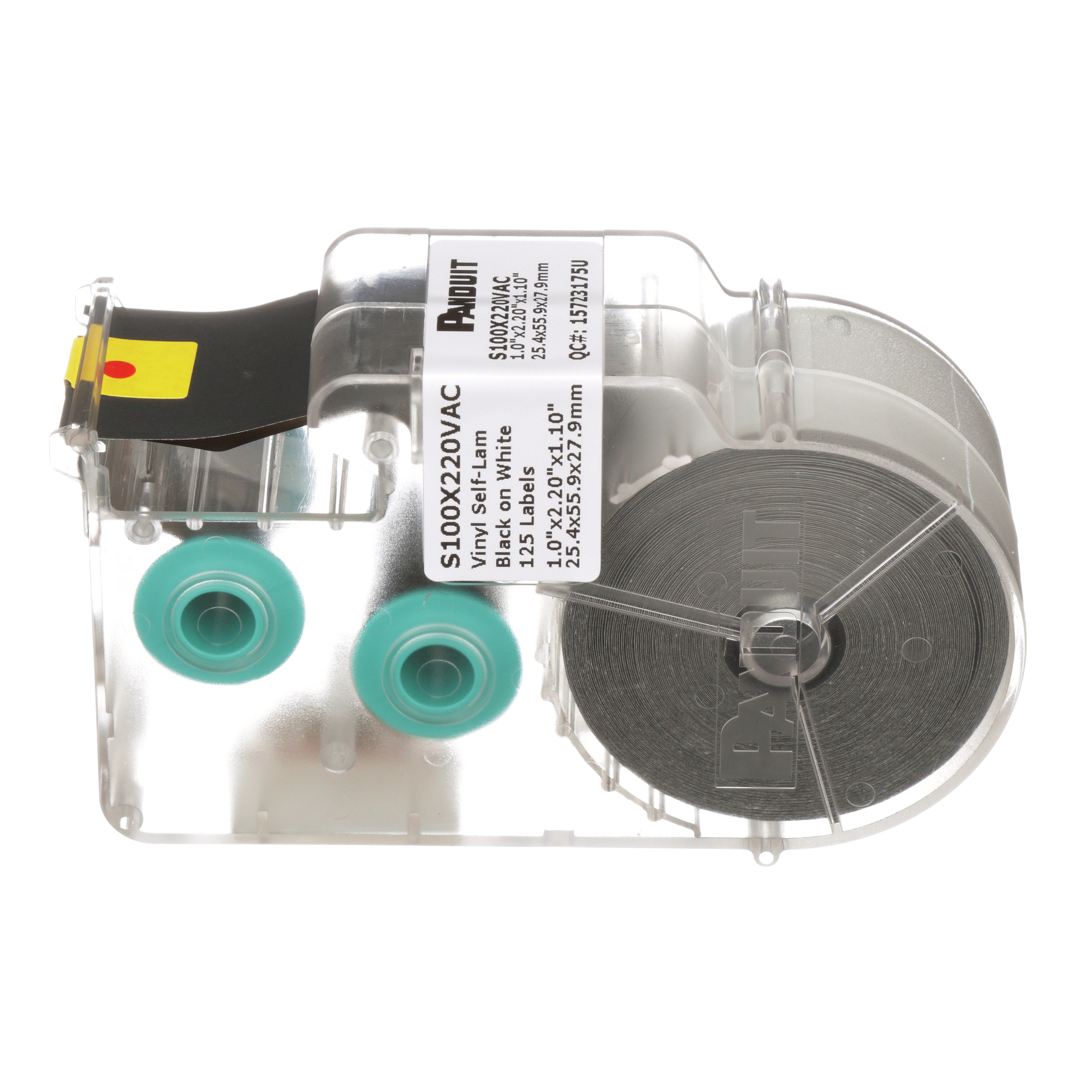 S100X220VAC P1 Self-Laminating Label Cassette, 2.2 in L x 1 in W, White, Vinyl
