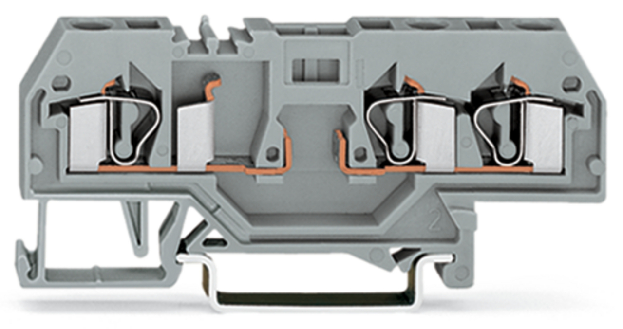 281-610 Operating Tool Conductor Terminal Block, 400 V, 28 to 12 AWG Wire, 2 Poles, DIN Rail Mount