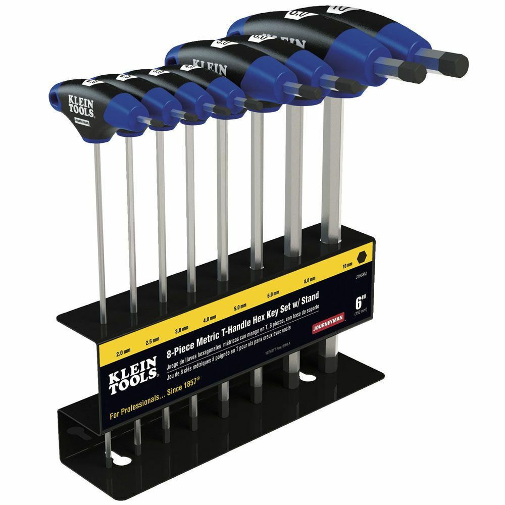 JTH98M Journeyman Hex Key Set With Stand, 8 Pieces, 2 to 10 mm Hex, T-Handle Grip Handle, Steel
