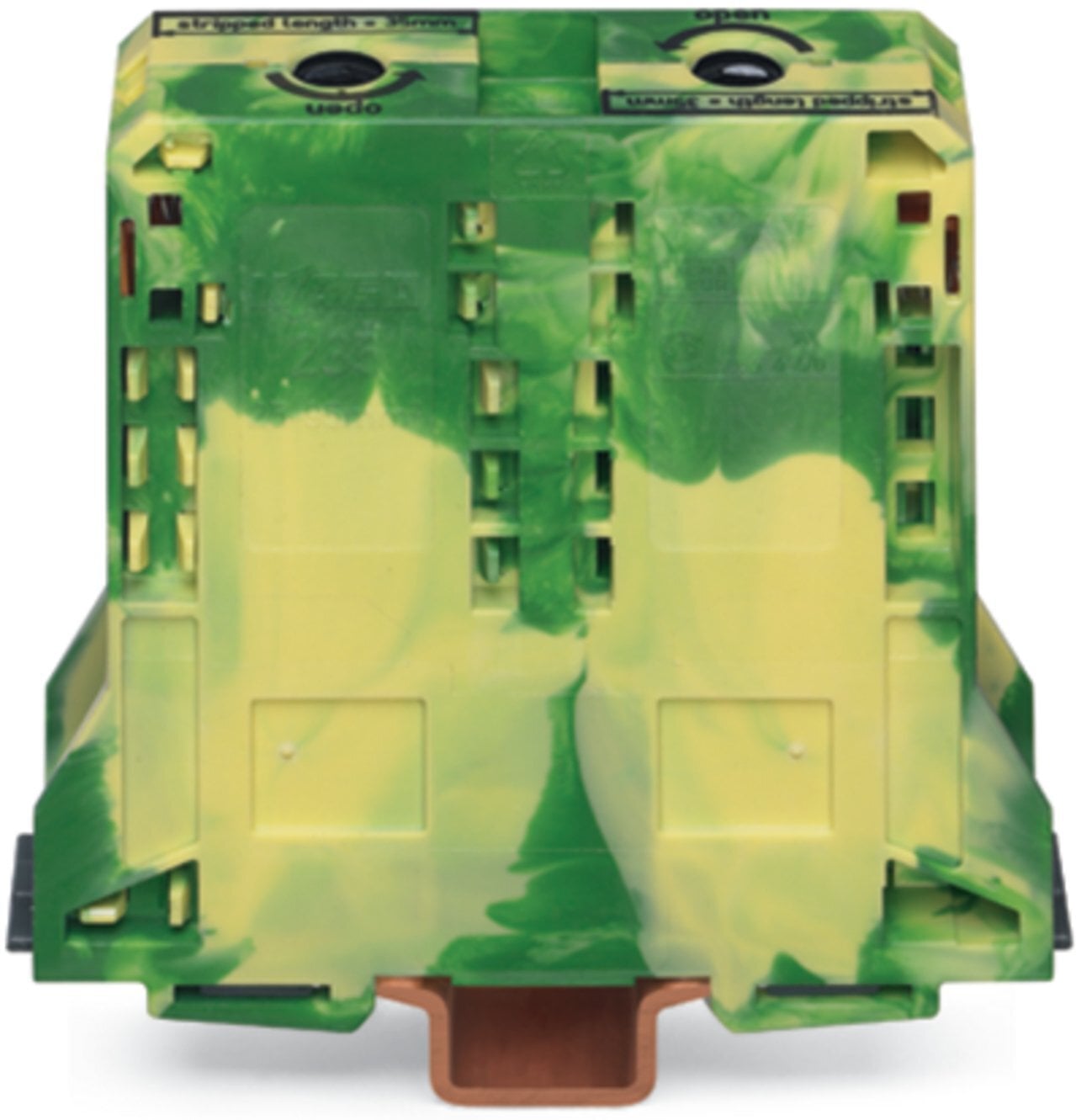 285-197/999-950 Operating Tool Ground Terminal Block, 2 to 2/0 AWG Wire, 1 Poles, DIN Rail Mount