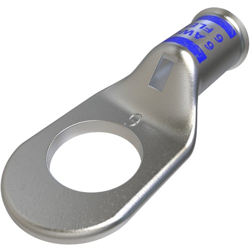 CRA-6-38M ClearChoice 1-Hole Type CRAM Mining Lug Connector, 6 AWG Flex Copper Conductor, 3/8 in Stud, Copper