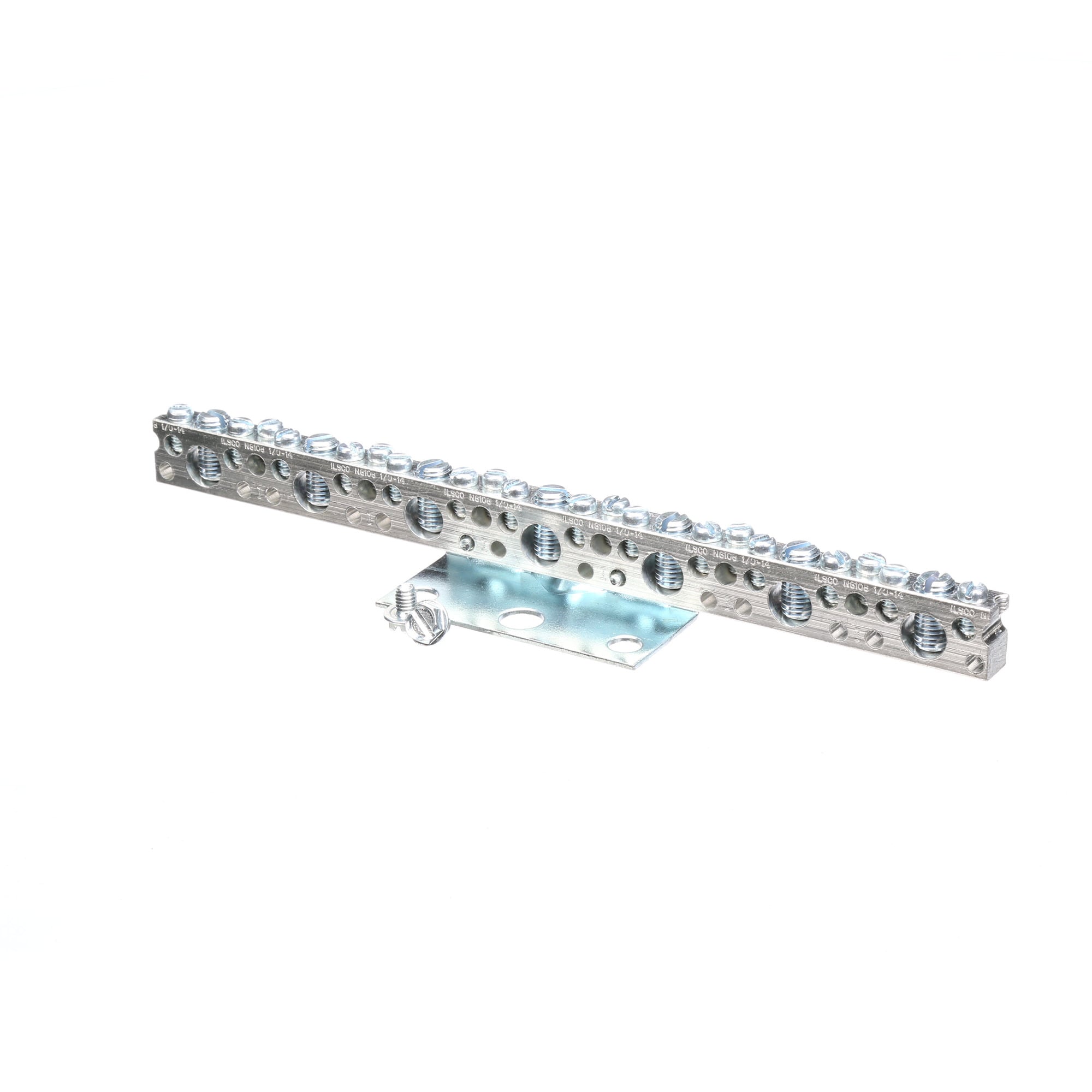 ECLX075M Grounding Bar, 8-1/8 in L, 14 to 4 AWG, 14 to 1/0 AWG Aluminum/Copper Conductor, 27 Terminals