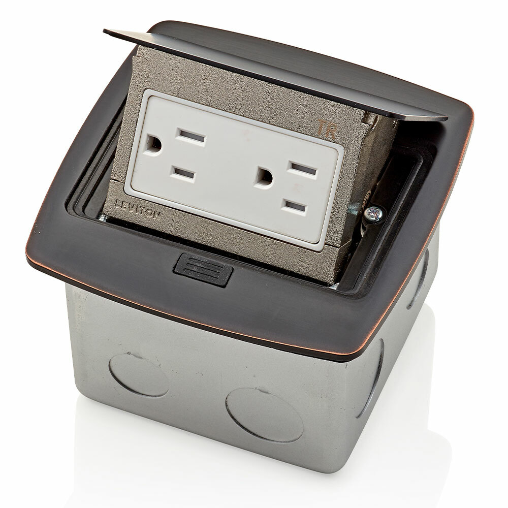 PFTR1-BZ Pop-Up Floor Box With 125 VAC, 15 A Duplex Receptacle, Steel