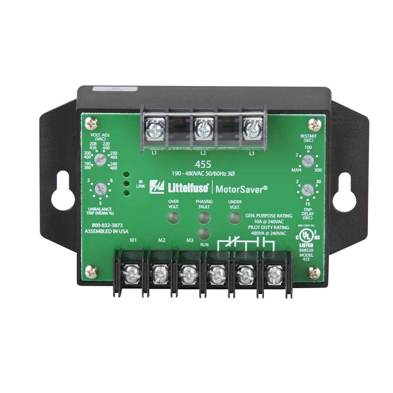 455 Symcom 3-Phase Dual Range Voltage Monitoring Relay, 190 to 480 V AC, 1 Form C SPDT Contact