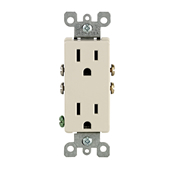 5325-T Duplex Grounding Straight Blade Receptacle, 125 V AC, 15 A, 2 Poles, 3 Wires, Light Almond