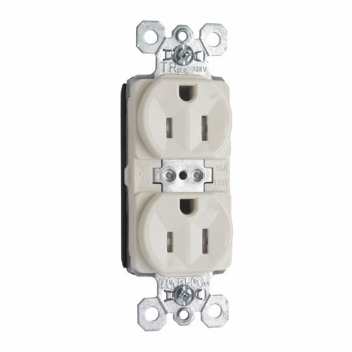 PTTR5262LA PlugTail 15 Amp 125V Spec-Grade Duplex Receptacle, Light Almond