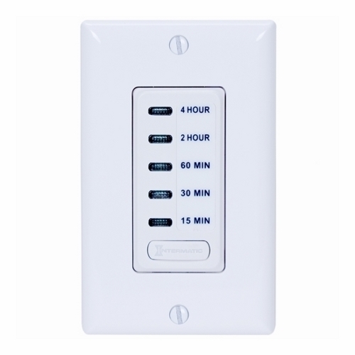 EI215W EI200 Auto Shut-Off In-Wall Electronic Countdown Timer, 15/30/60 min to 2/4 hr Setting, 120 V AC, 1/2 hp, 1NO 1 Form A SPST Contact, 1 Poles