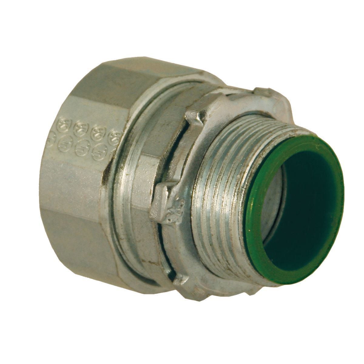 3808RAC Insulated Compression Connector, 2 in Trade, For Use With Rigid/IMC Conduit, Malleable Iron/Steel, Electro-Plated Zinc