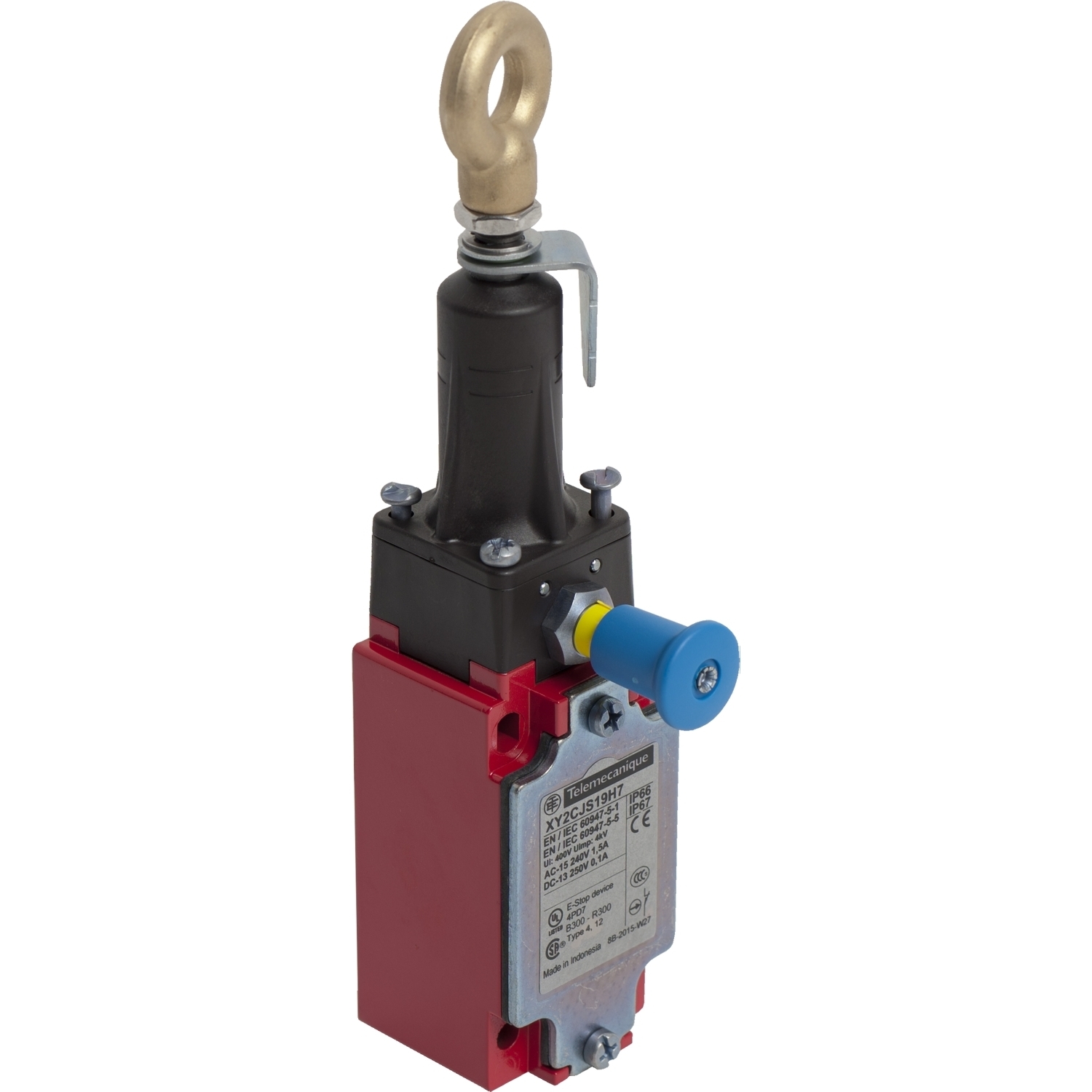 XY2CJS19H7 Preventa Latching Emergency Stop Rope Straight Cable Pull Switch, 300 V AC, 6 A, 1NO-2NC Contact