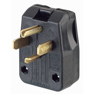 275-E Grounding Straight Blade Angle Plug, 125/250 V AC, 30/50 A, 3 Poles, 4 Wires, Black