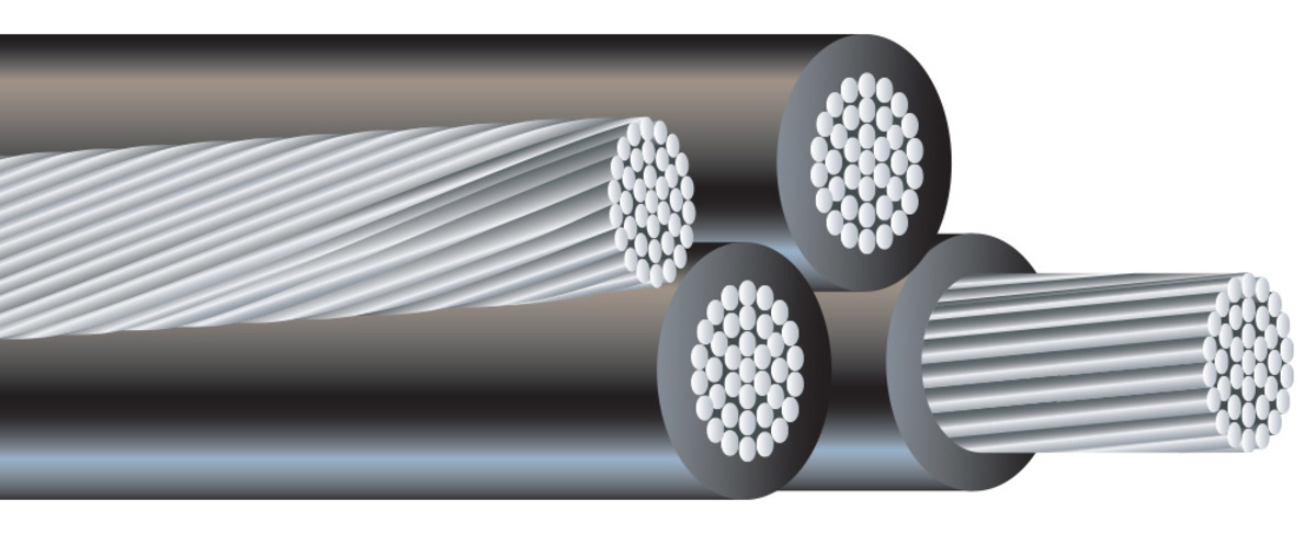 23766903 Quadruplex Drop Cable, Reel Packaging, 600 V AC, (4) Conductors 336.4 kcmil Conductor Stranded Aluminum Conductor, 1000 ft L