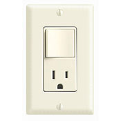 5645-I Decora 3-Way Combination Receptacle Switch, 15 A, 120/125 V AC, 1/2 hp/2 hp