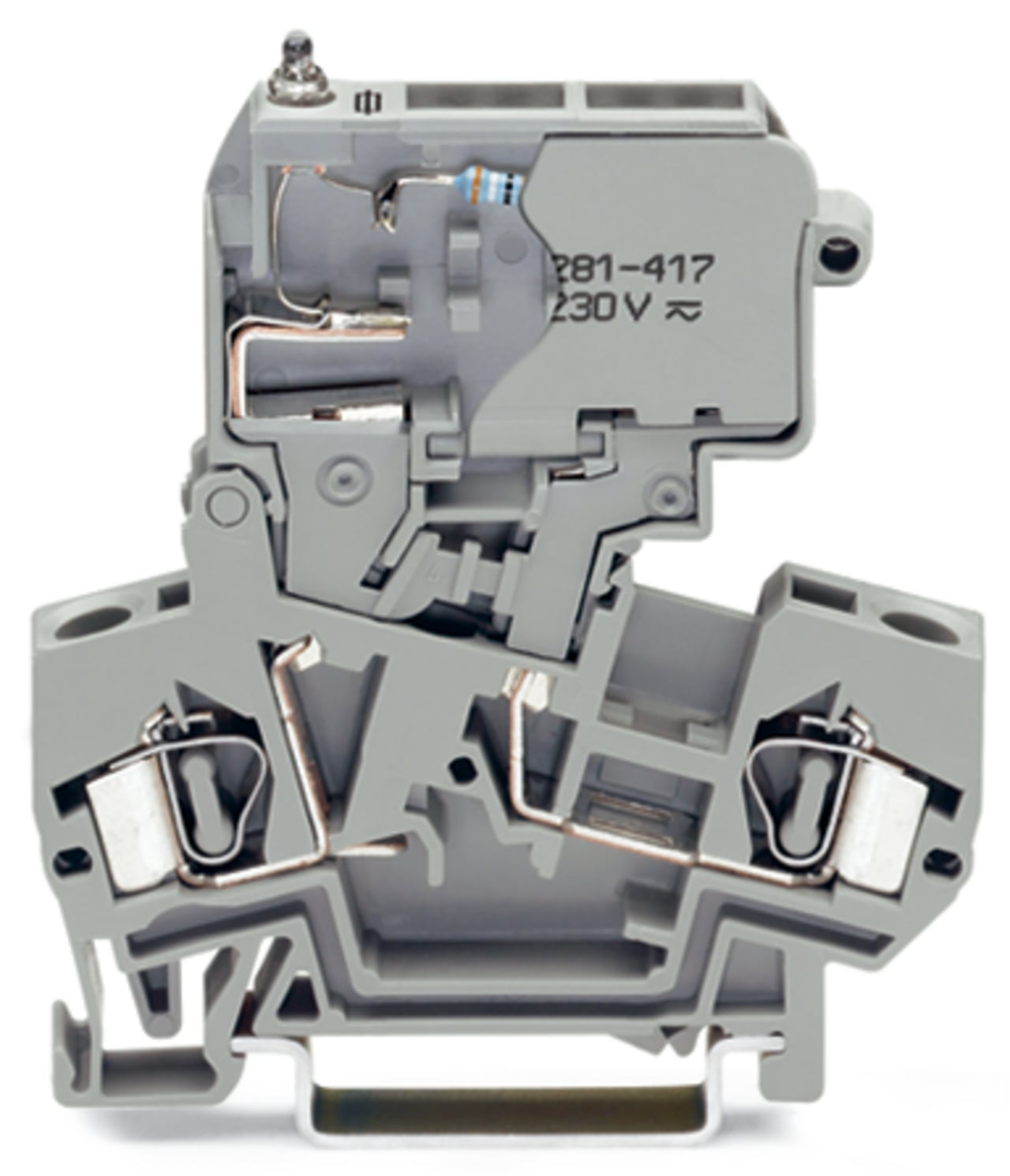 281-611/281-418 Fuse Disconnect Terminal Block, 800 V AC, 10 A, 28 to 12 AWG Wire, DIN Rail Mount