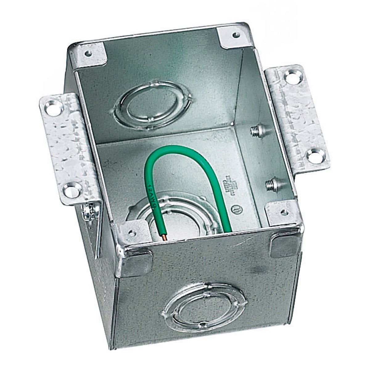 B2481 Semi-Adjustable Floor Box, Stamped Steel, 42 cu-in Capacity, 1 Gangs, 2 Knockouts, 4.5 in L x 3.2 in W x 3.13 in H