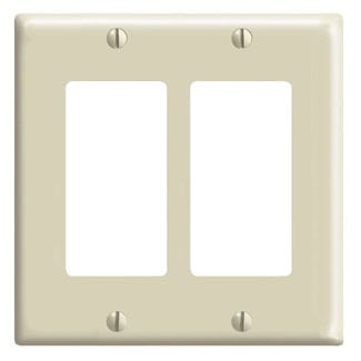 80409-I Decora Standard Size Wall Plate, 2 Gangs, 4.56 in W x 4.5 in H, Thermoset, Ivory