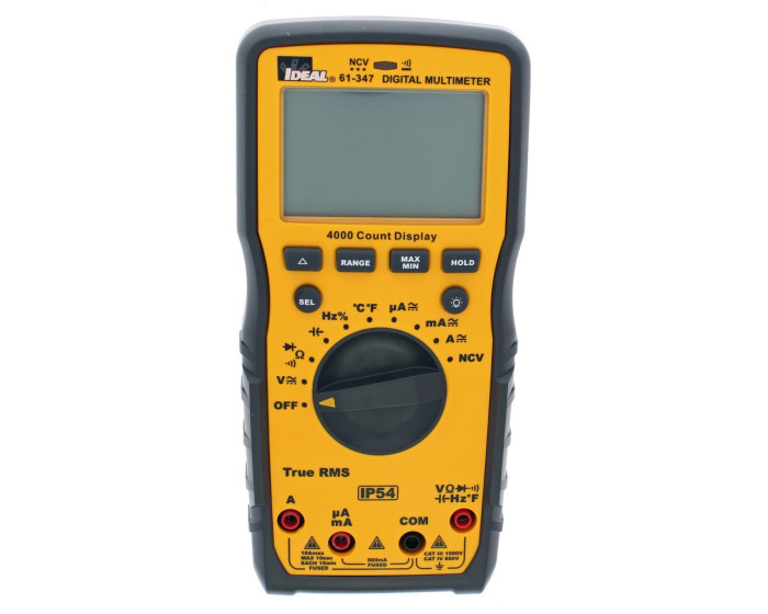61-347 Auto Ranging Digital Multimeter, 1000 V AC/DC, 6000 m V AC/DC Measuring, 1000 V AC/DC, 10 A, 60 MOhm, Backlit LCD Display
