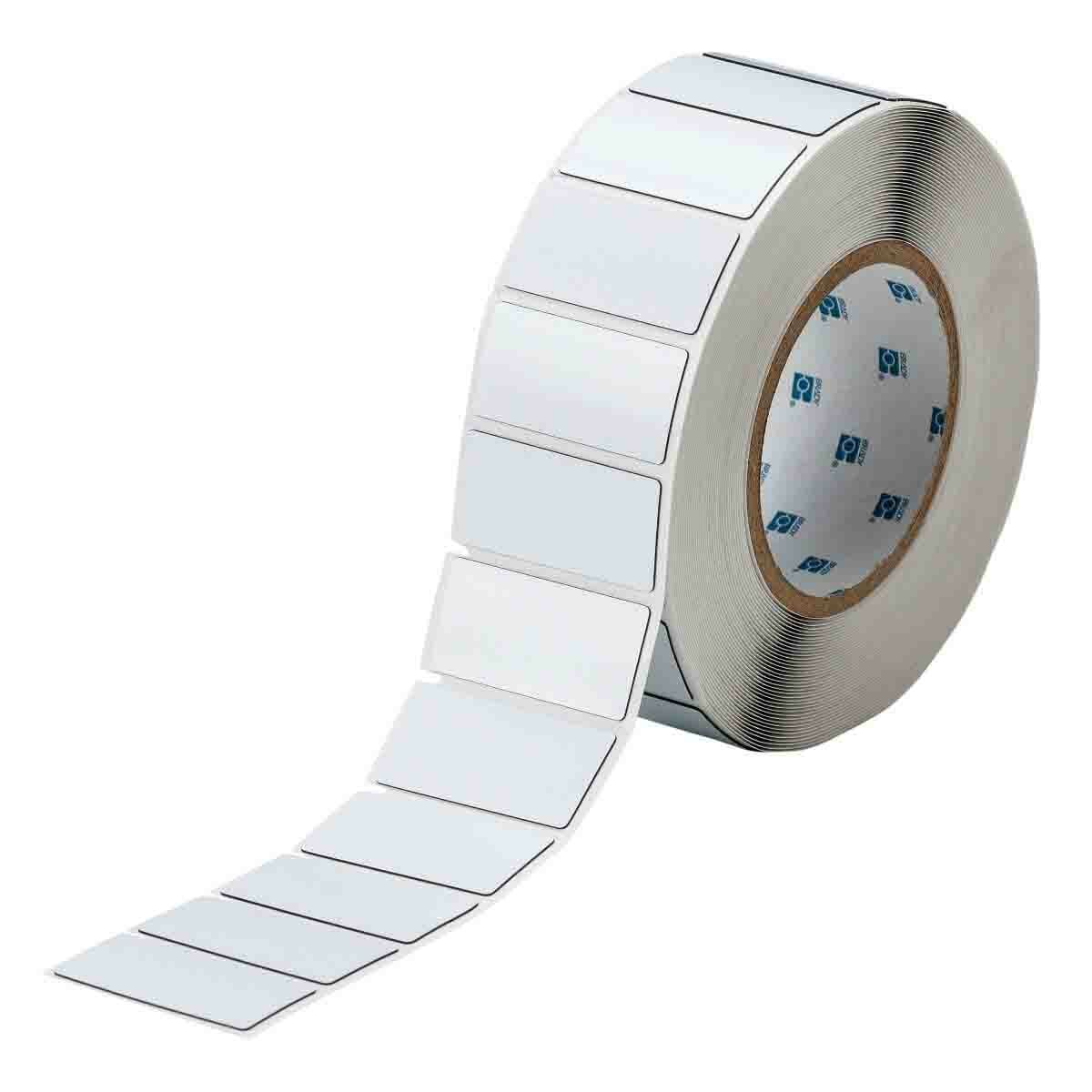 THTEP-173-593-.5 Rectangular Raised Panel Label, 1 in L x 2 in W, Colored Blank Legend, White, B-593 Polyester, 500 per Roll Labels