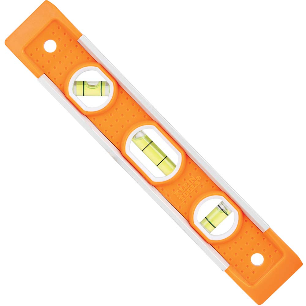 935 Rare Earth Magnet Torpedo Level, 9 in L, 3 Vials, Plastic, 0/45/90 deg Vial Position, 0.1 % Accuracy