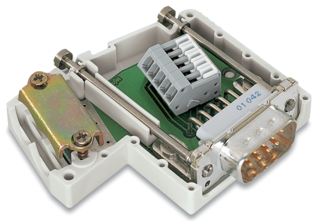 750-962 9-Pole Fieldbus Connector, 0.63 in H x 1.722 in W x 2.126 in D, Polyamide 6.6, Light Gray