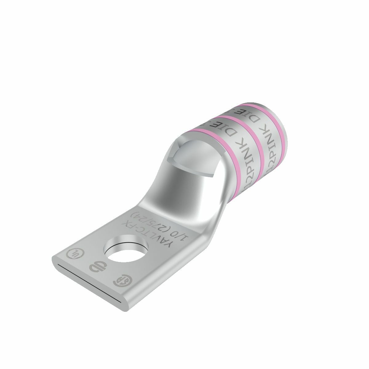 YAV25LNT14FX YAV-L-NTFX 1-Hole Non-Insulated Lug Compression Connector With Inspection Window, 1/0 AWG DLO/Flexible Copper Conductor, Die Code: 12/348, 1/4 in Stud, Copper