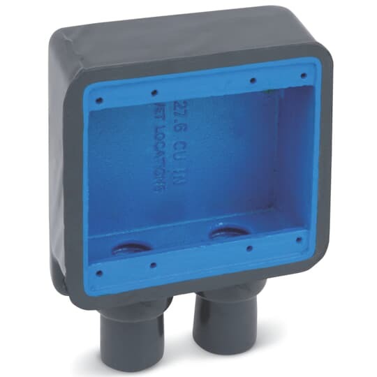 FSS222-G Ocal Type FS/FD Dead End Shallow Style Device Box, Iron Alloy, 2 Gangs, 2 Outlets, 2 Knockouts