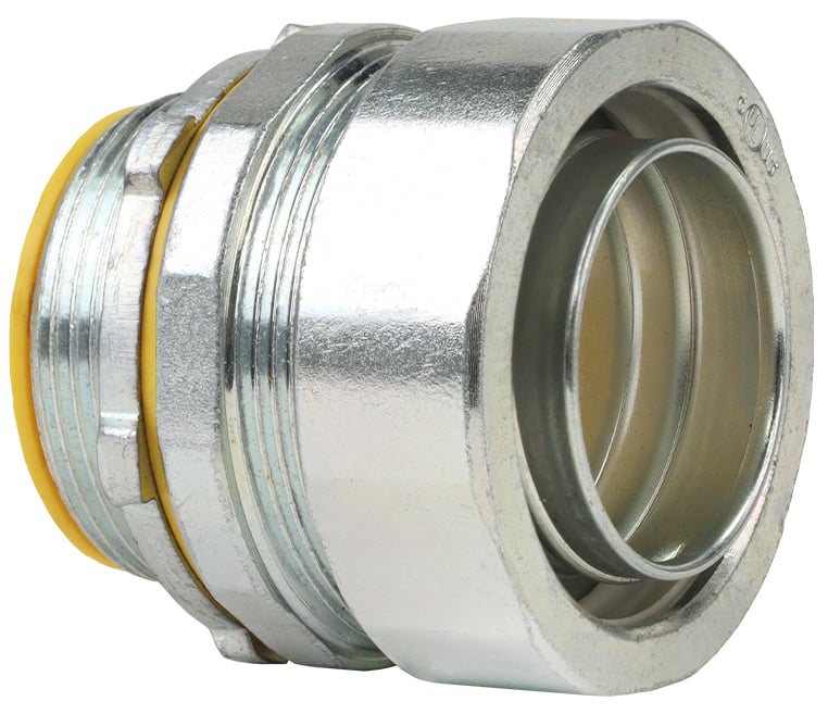 SL300I Insulated Straight Liquid Tight Conduit Connector, 3 in Trade, Steel, Zinc Plated