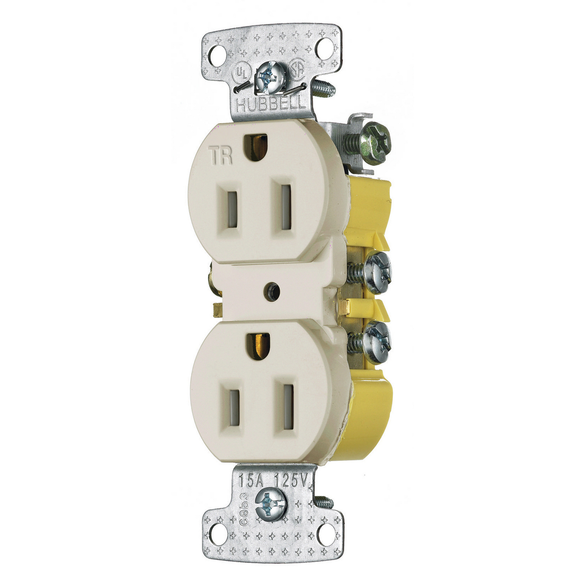 RR15SLATR 1-Phase Duplex Standard Traditional Tamper-Resistant Screw Mount Straight Blade Receptacle, 125 V AC, 15 A, 2 Poles, 3 Wires, Light Almond