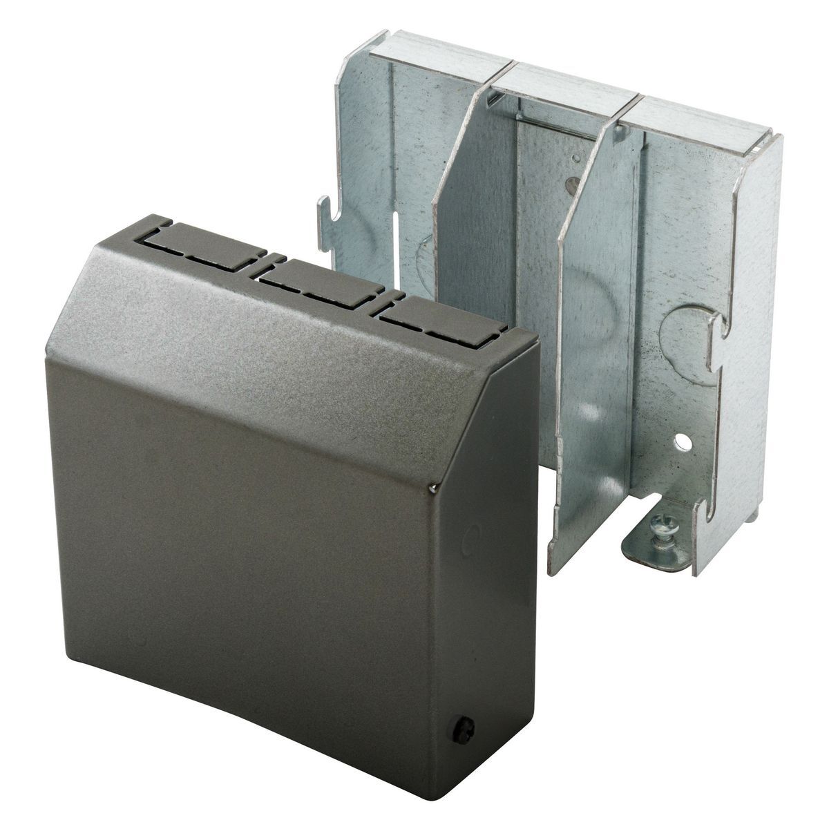 HBLFMWRDG Low Profile Wall Feed Box, 2.48 in L x 4-1/2 in W x 4.71 in H, Steel, Dark Gray
