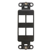 41644-B Decora QuickPort Multimedia Insert, 4 Ports, Fastened Mount, Brown