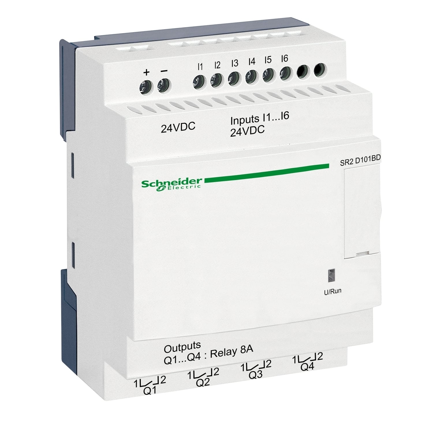 SR2D101BD Zelio Compact Logic 2 Smart Relay, 24 V DC Supply, 6 Inputs, 4 Outputs, Analog/Resistive Input, Relay Output