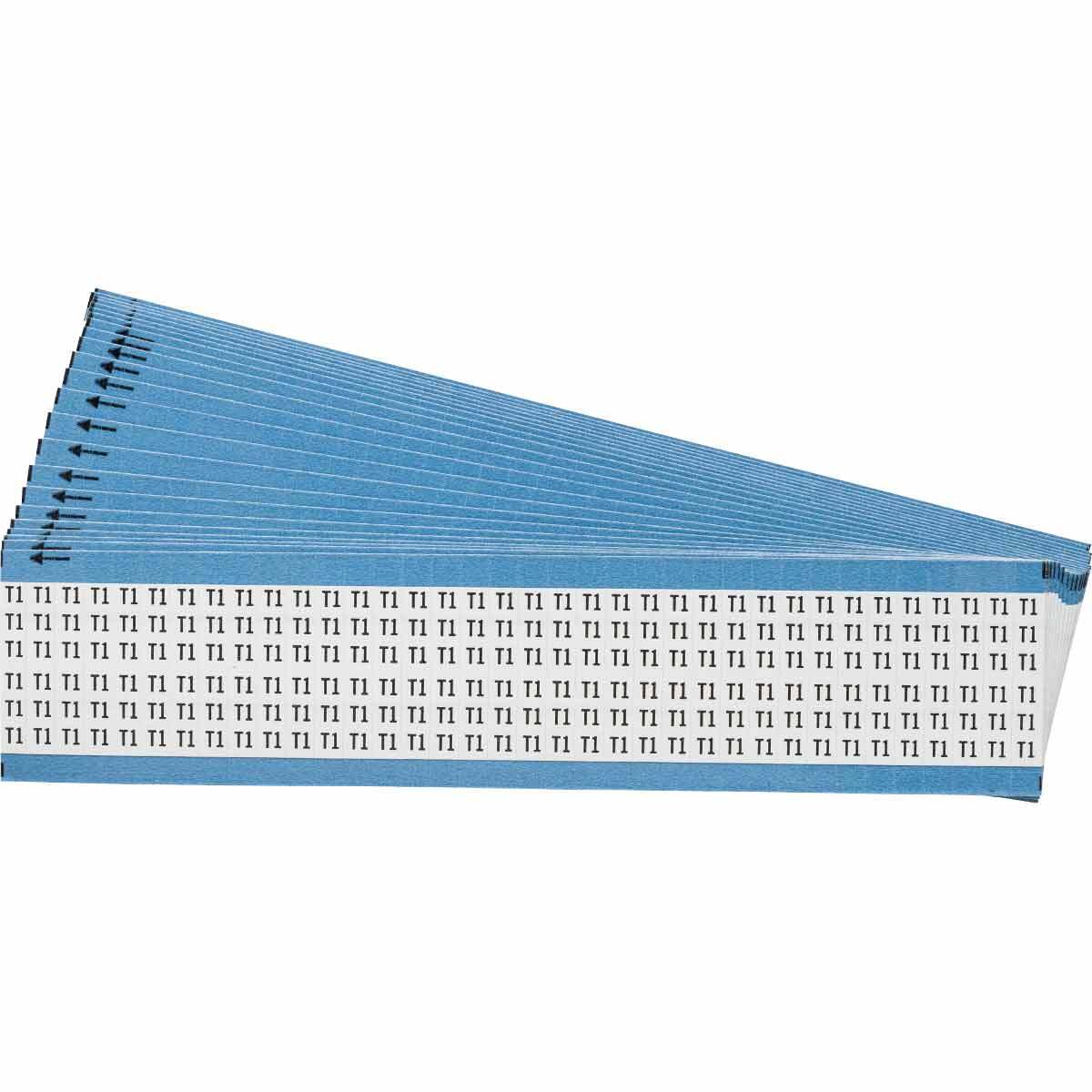 WM-T1-PK WM Series Solid Letter/Number Wire Marker Card, 1/4 in W, Black on White, B-500 Repositionable Vinyl Coated Fabric, 36 Markers per Card