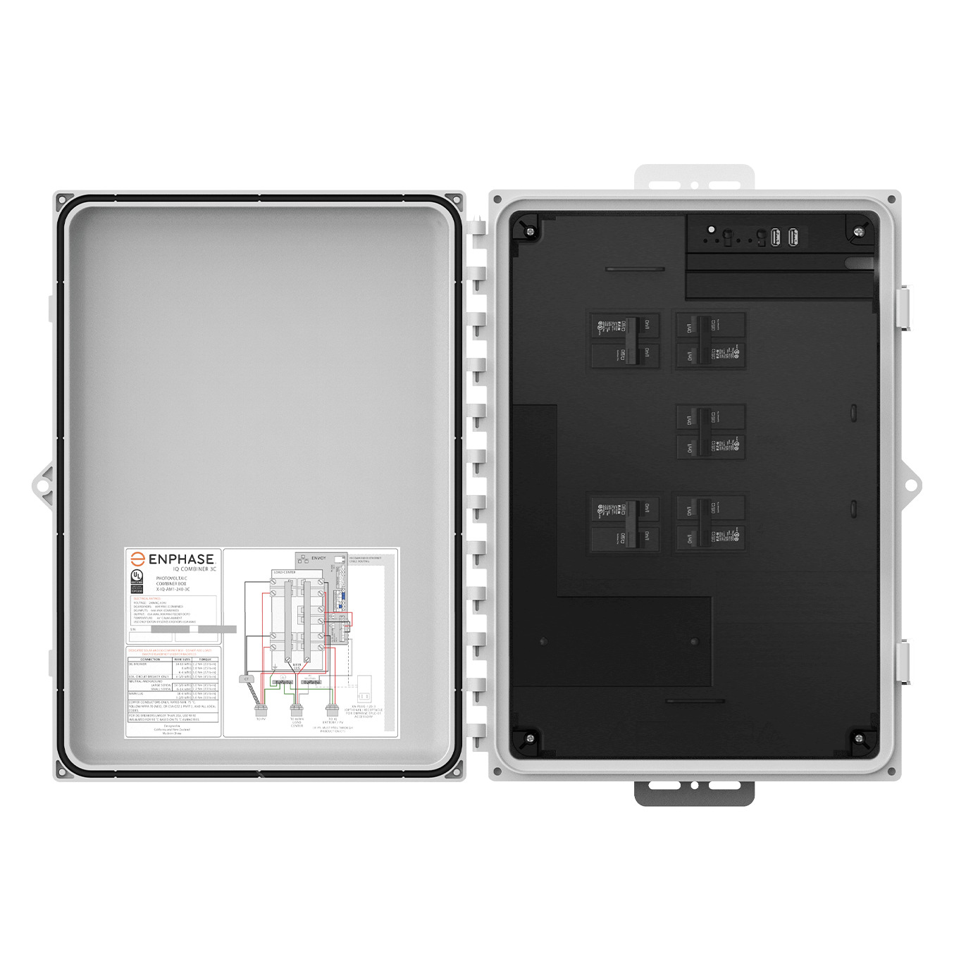 IQ Combiner with IQ Gateway PCB, 80A, Single-Phase, silver solar shield, includes 2x CT-200-SPLIT