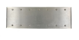 84067-40 Standard Size Blank Wall Plate, 7 Gangs, 13.62 in W x 4.5 in H, 302 Stainless Steel